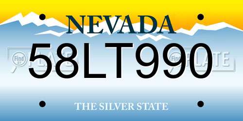 58LT990 Nevada License Plate