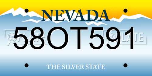 58OT591 Nevada License Plate