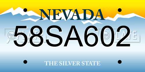 58SA602 Nevada License Plate