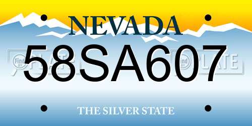 58SA607 Nevada License Plate