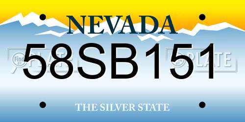 58SB151 Nevada License Plate