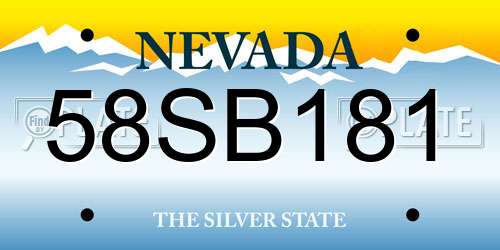 58SB181 Nevada License Plate