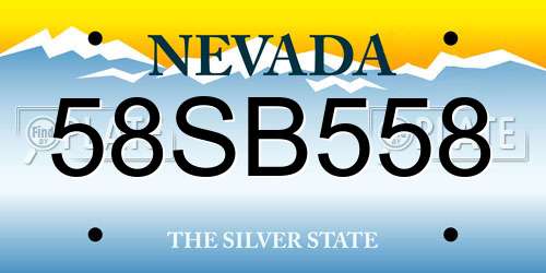 58SB558 Nevada License Plate