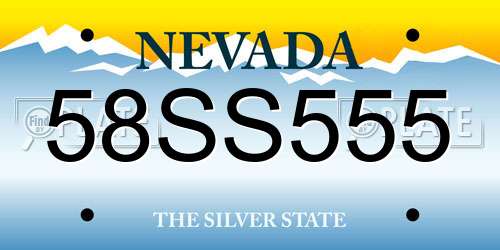 58SS555 Nevada License Plate