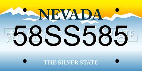 58SS585 Nevada License Plate