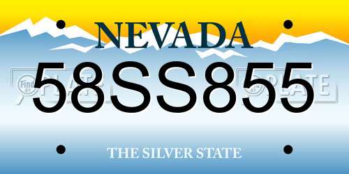 58SS855 Nevada License Plate