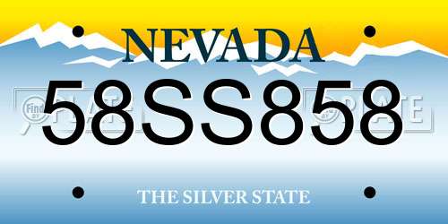 58SS858 Nevada License Plate