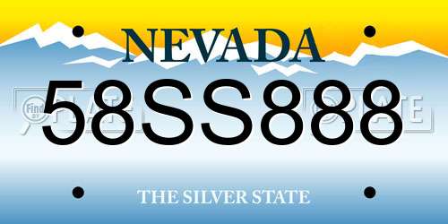 58SS888 Nevada License Plate