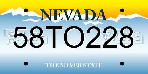 58TO228 Nevada License Plate