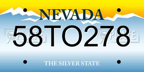 58TO278 Nevada License Plate