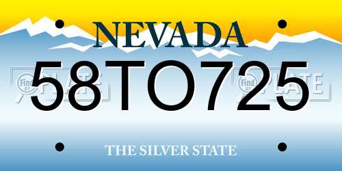 58TO725 Nevada License Plate