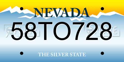 58TO728 Nevada License Plate