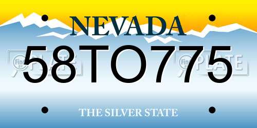 58TO775 Nevada License Plate