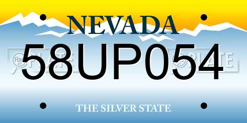 58UP054 Nevada License Plate