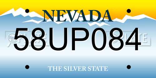 58UP084 Nevada License Plate