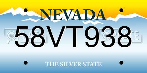 58VT938 Nevada License Plate