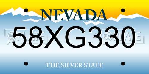 58XG330 Nevada License Plate