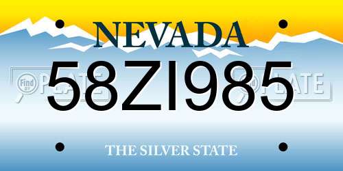 58ZI985 Nevada License Plate