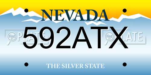 592ATX Nevada License Plate