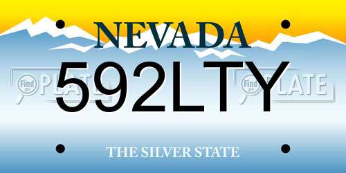 592LTY Nevada License Plate