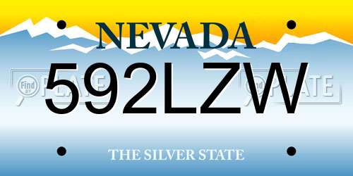592LZW Nevada License Plate