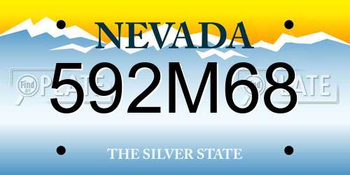 592M68 Nevada License Plate
