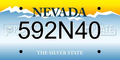 592N40 Nevada License Plate