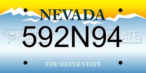592N94 Nevada License Plate
