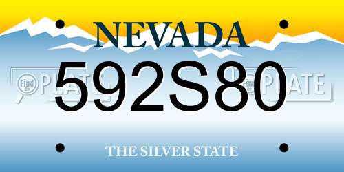 592S80 Nevada License Plate