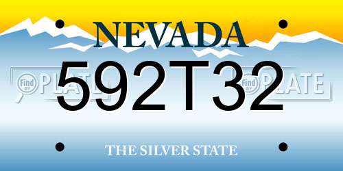 592T32 Nevada License Plate