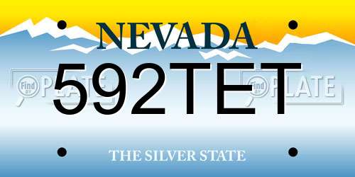 592TET Nevada License Plate