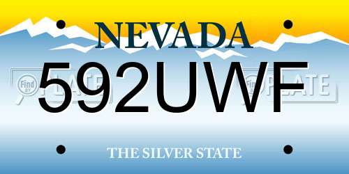 592UWF Nevada License Plate