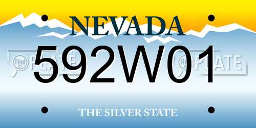 592W01 Nevada License Plate