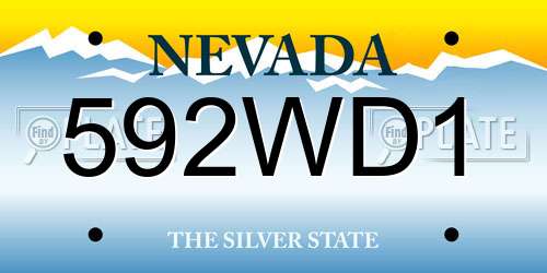 592WD1 Nevada License Plate