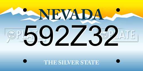 592Z32 Nevada License Plate