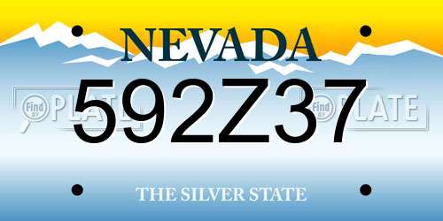 592Z37 Nevada License Plate