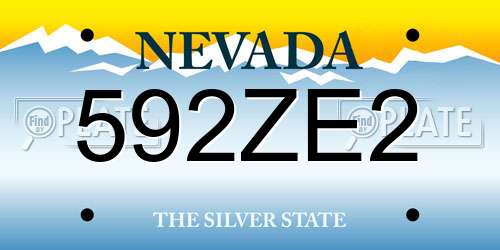 592ZE2 Nevada License Plate