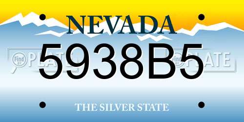 5938B5 Nevada License Plate