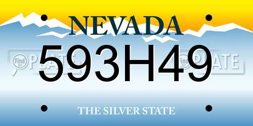 593H49 Nevada License Plate