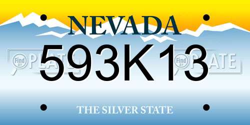 593K13 Nevada License Plate