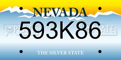 593K86 Nevada License Plate