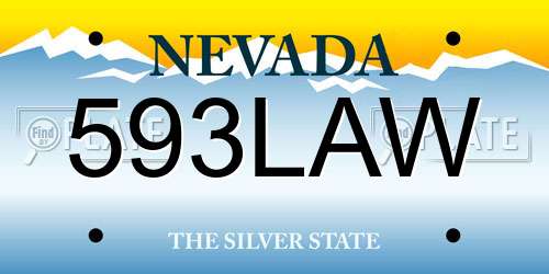 593LAW Nevada License Plate