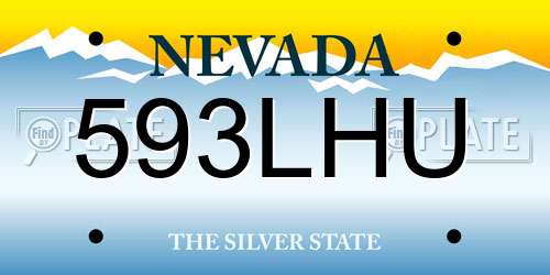 593LHU Nevada License Plate