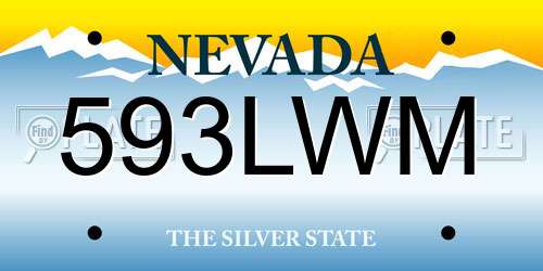 593LWM Nevada License Plate