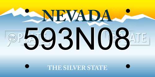 593N08 Nevada License Plate