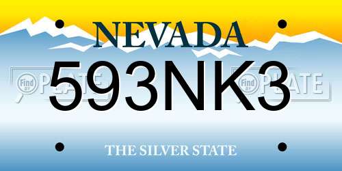 593NK3 Nevada License Plate