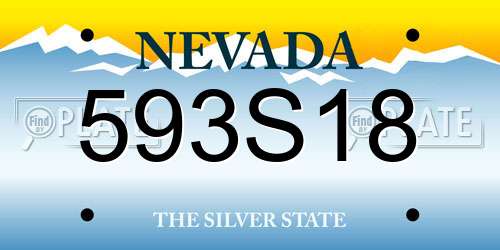593S18 Nevada License Plate