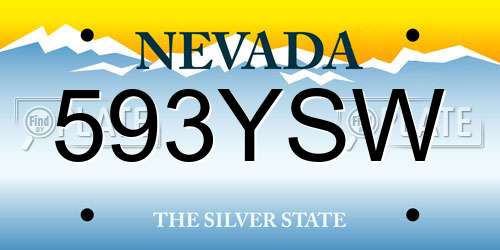 593YSW Nevada License Plate