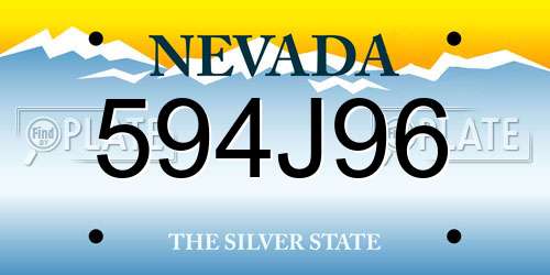 594J96 Nevada License Plate