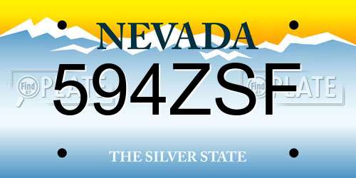 594ZSF Nevada License Plate